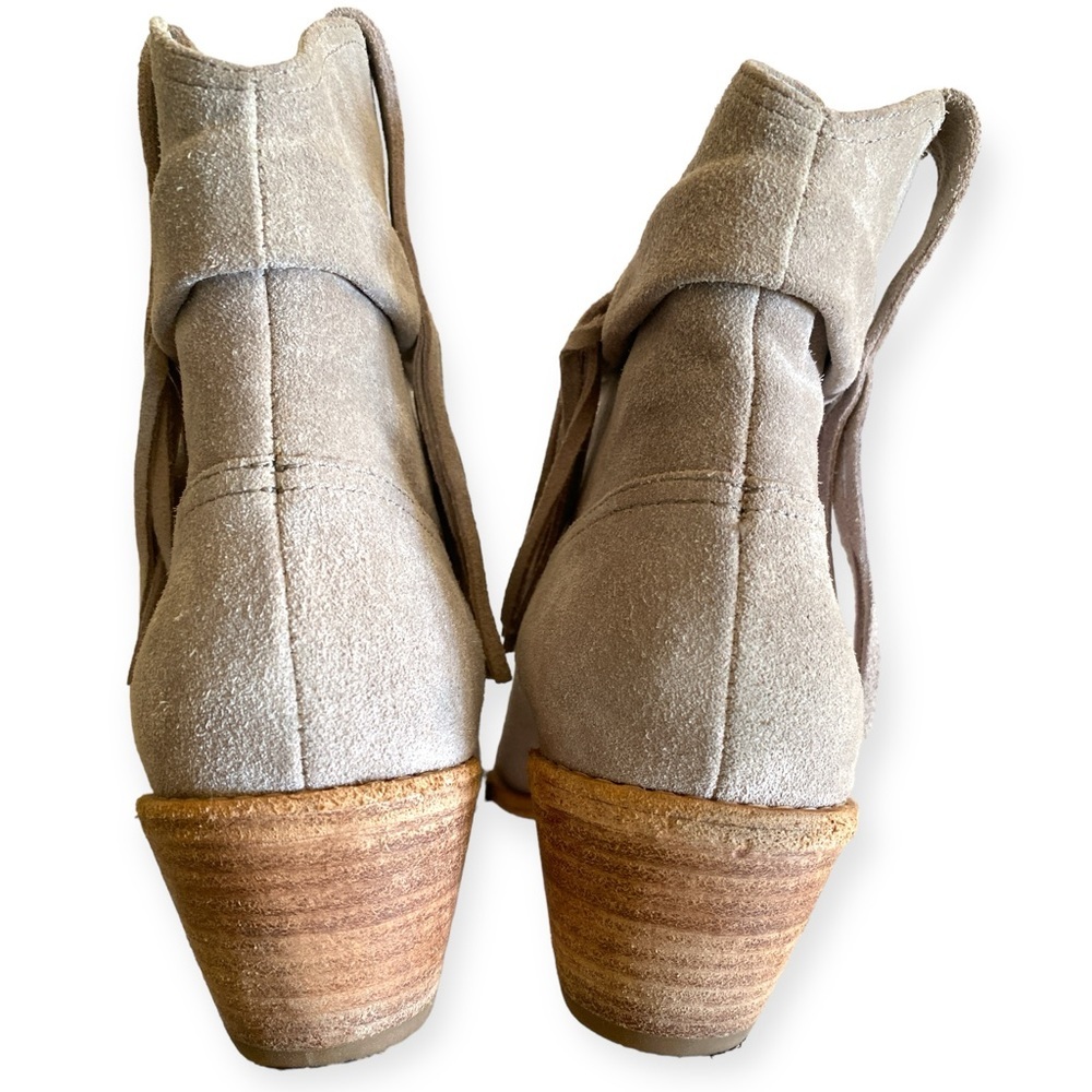 JOIE KEATON Suede Fringe Chelsea Western Boot 2”Heel Pull On Point Toe Size 38.5 - Picture 10 of 15